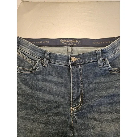 Wrangler Willow Ultimate Riding Jean Women Blue Denim Bootcut Flare Size 15x34 - Picture 7 of 8